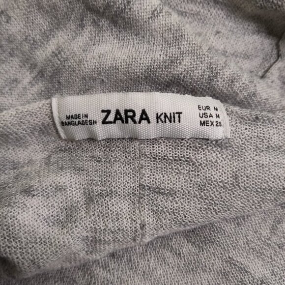 Zara Grey Lightweight Knit Long Sleeve Top Sweater Gray M Oversized Hi-Lo - Picture 3 of 7